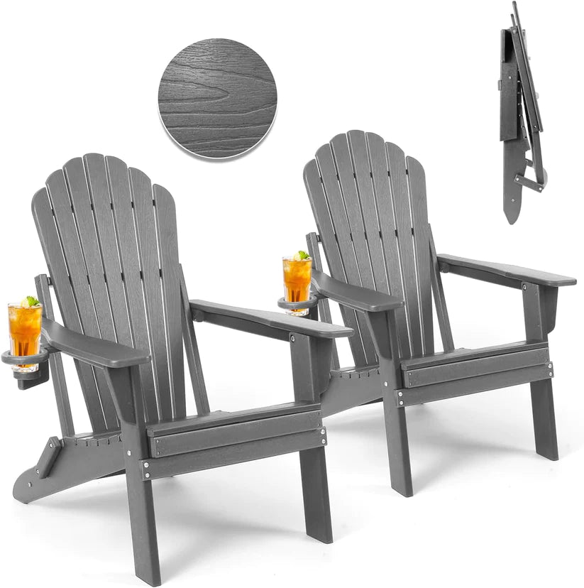 Premium Folding Adirondack Chairs with Optional Cup Holder
