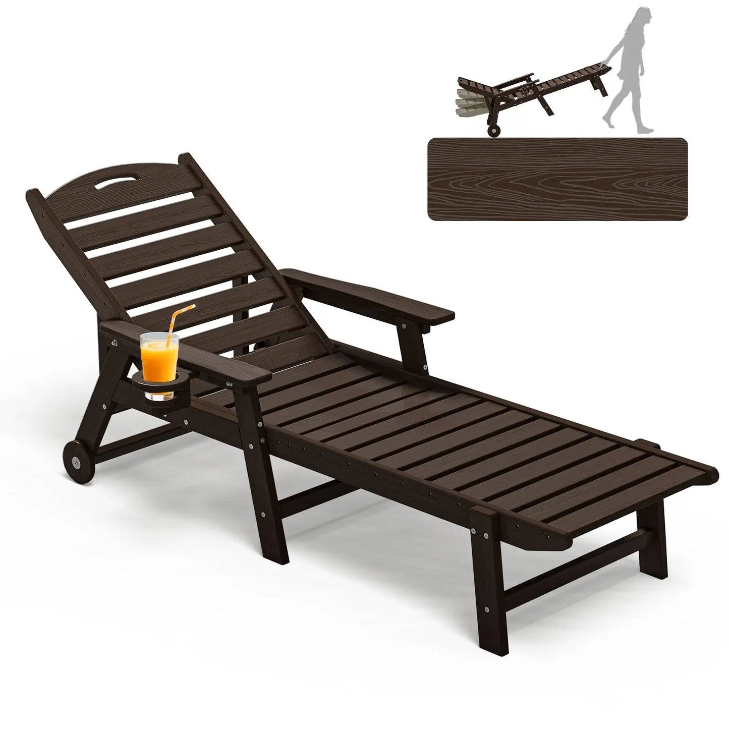 Oversized Adirondack Lounge Chair with Wheels & Cup Holder – 5-Position Recliner Plawdlik Furniture