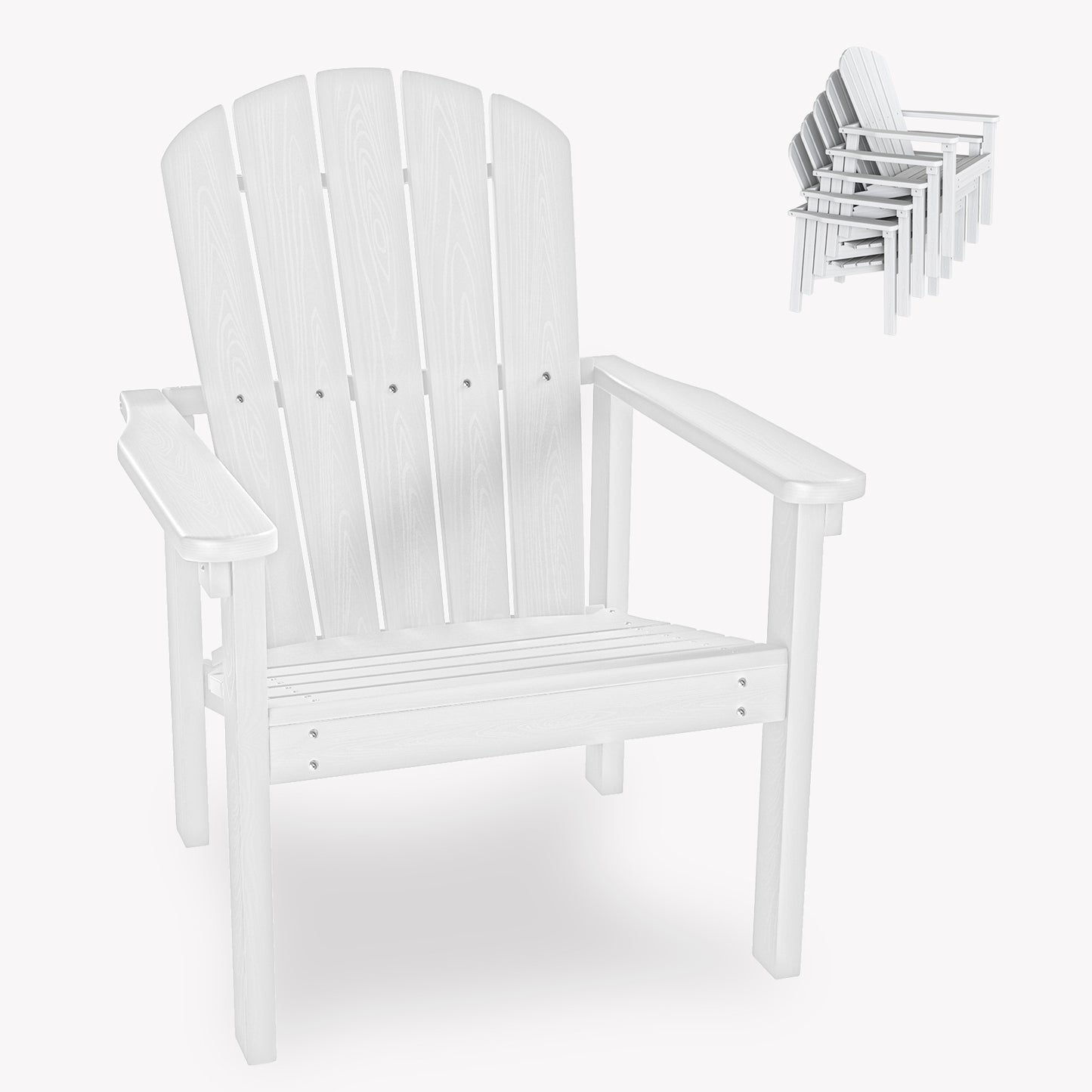 Plawdlik Stackable Adirondack Chair – All-Weather HDPE Outdoor Chair for Patio, Porch, and Garden