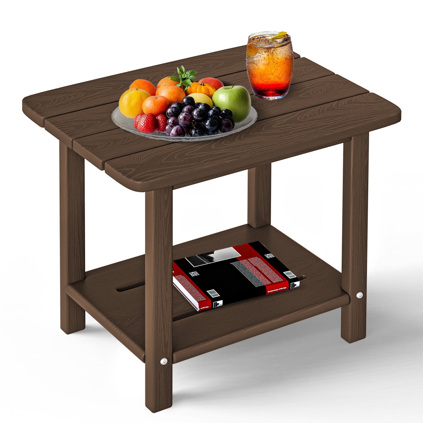 Plawdlik 2-Tier HDPE Outdoor Side Table - Patio Coffee Table
