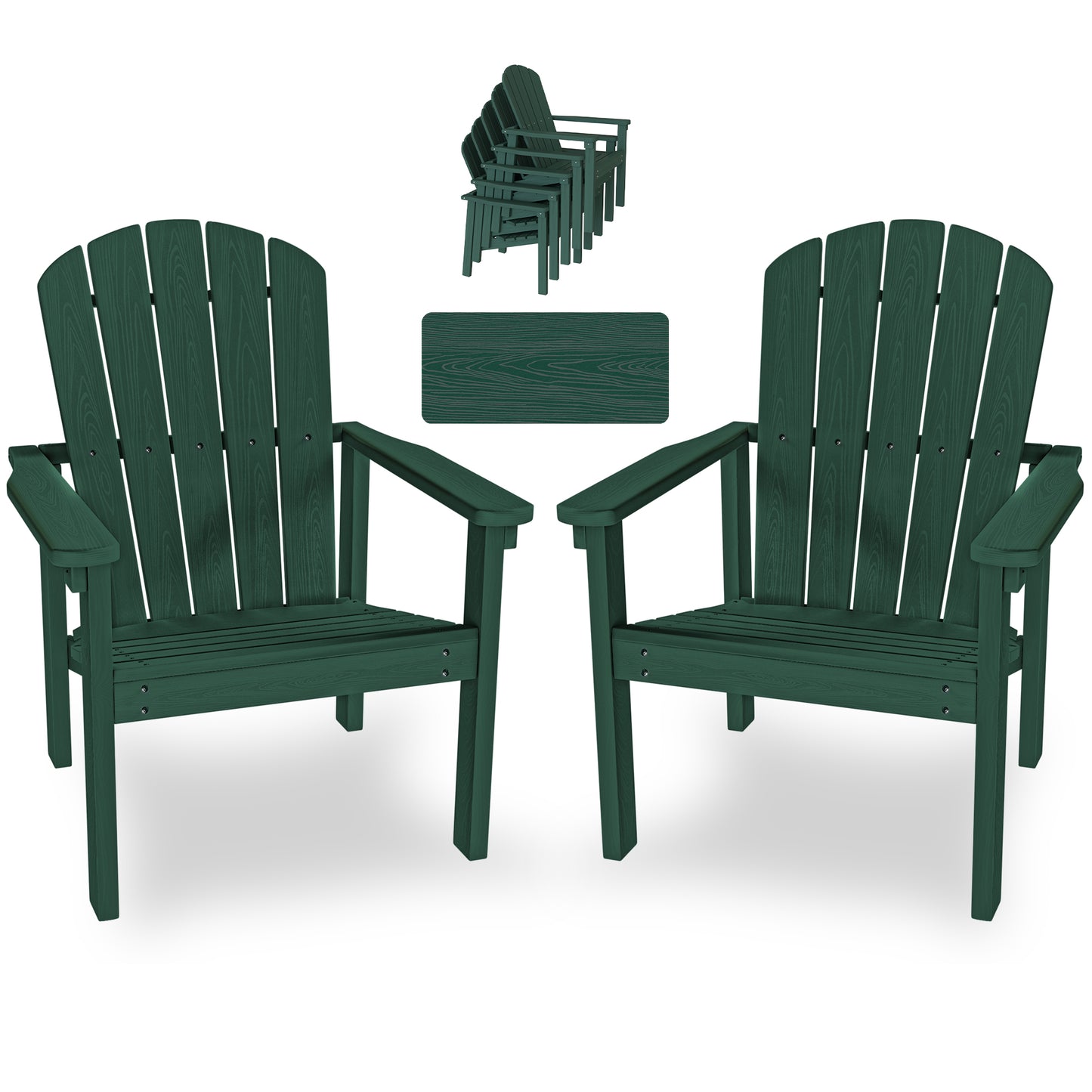 Plawdlik Stackable Adirondack Chair Set of 2 – Comfortable, Durable Outdoor Chairs for Patio, Porch, or Garden