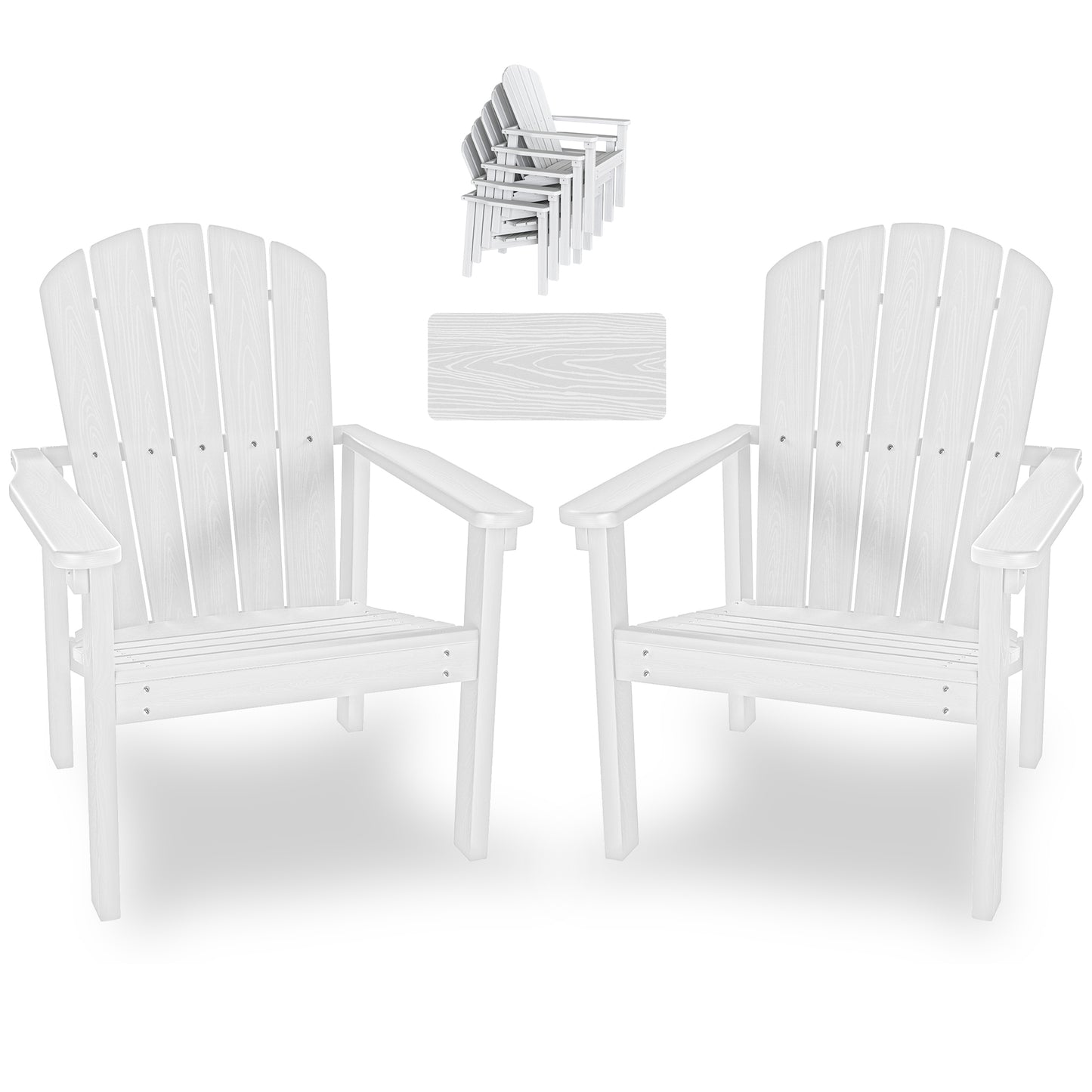 Plawdlik Stackable Adirondack Chair Set of 2 – Comfortable, Durable Outdoor Chairs for Patio, Porch, or Garden