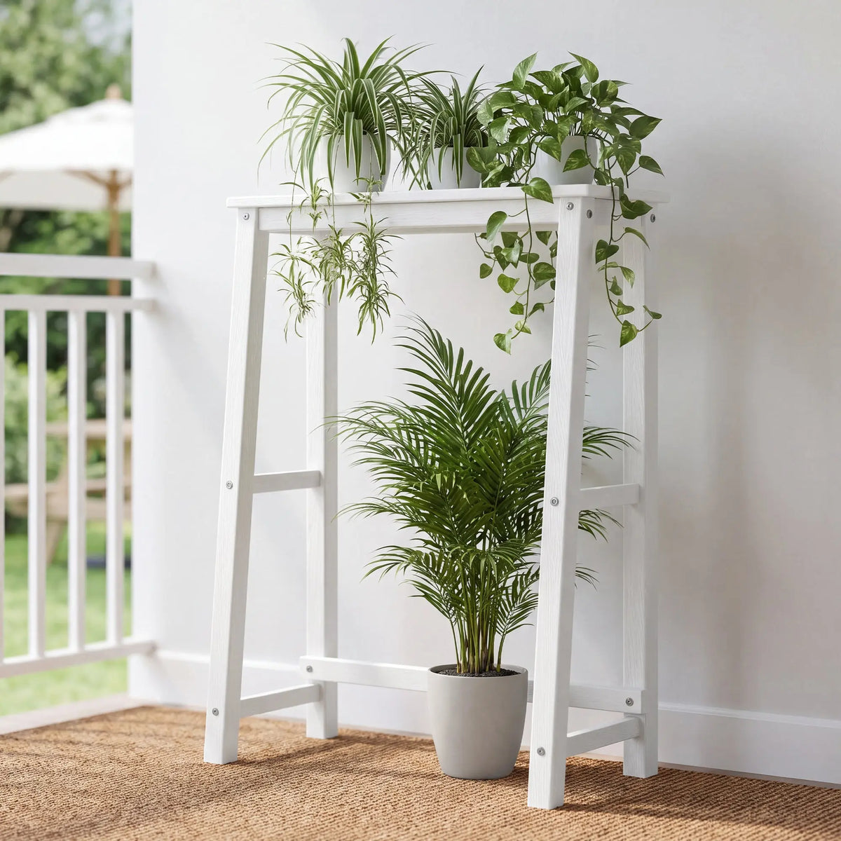 Plawdlik 1-Tier Over The Toilet Storage Shelf, HDPE Bathroom Organizer Rack, White