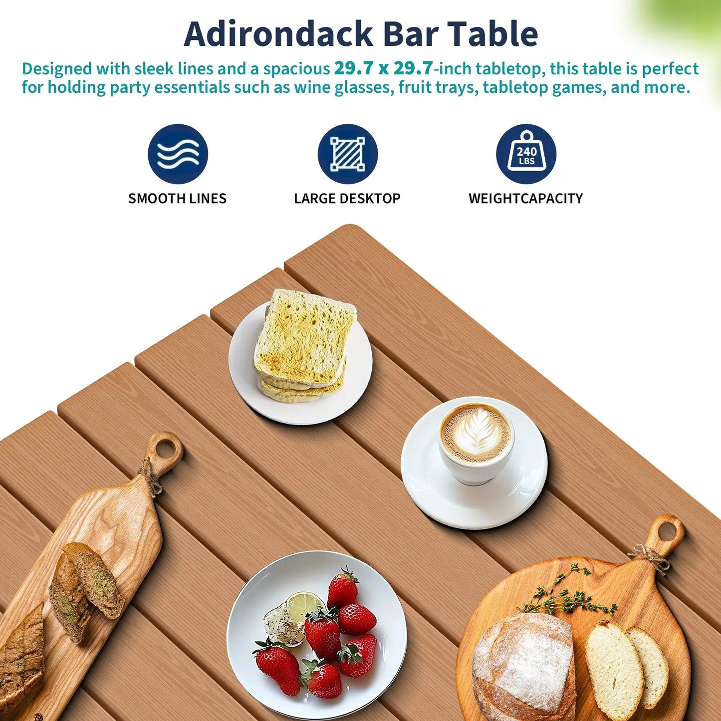 5-Piece HDPE Outdoor Bar Set – All-Weather Square Pub Table with 4 Tall Chairs, Heavy-Duty Patio Dining Set for Garden, Deck, or Poolside Plawdlik Furniture