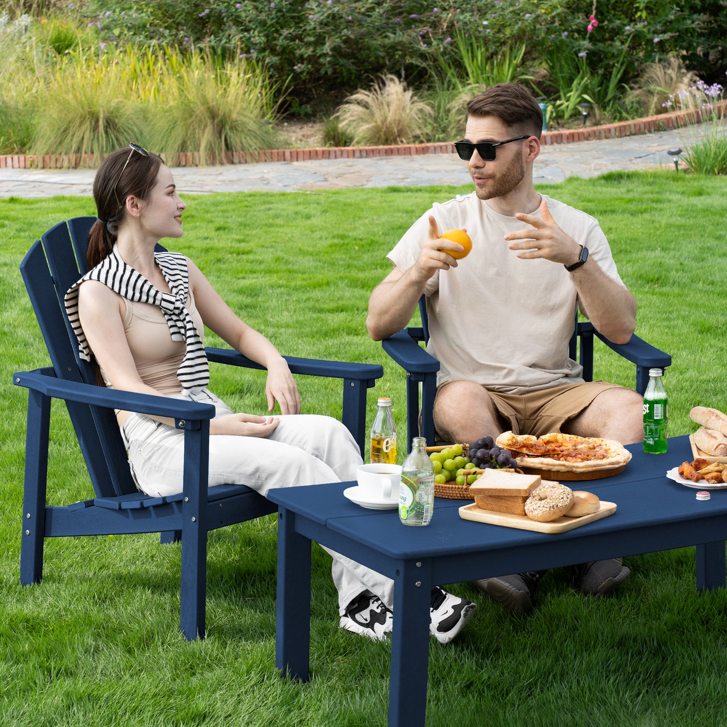 Plawdlik Stackable Adirondack Chair Set of 2 – Comfortable, Durable Outdoor Chairs for Patio, Porch, or Garden