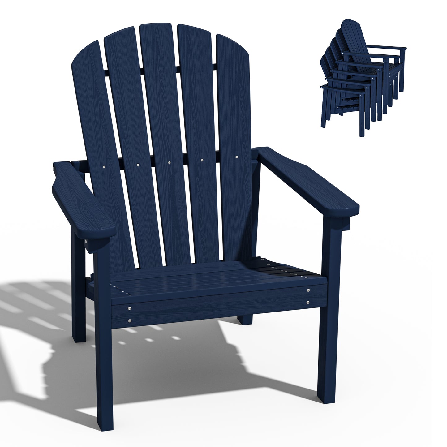 Plawdlik Stackable Adirondack Chair – All-Weather HDPE Outdoor Chair for Patio, Porch, and Garden