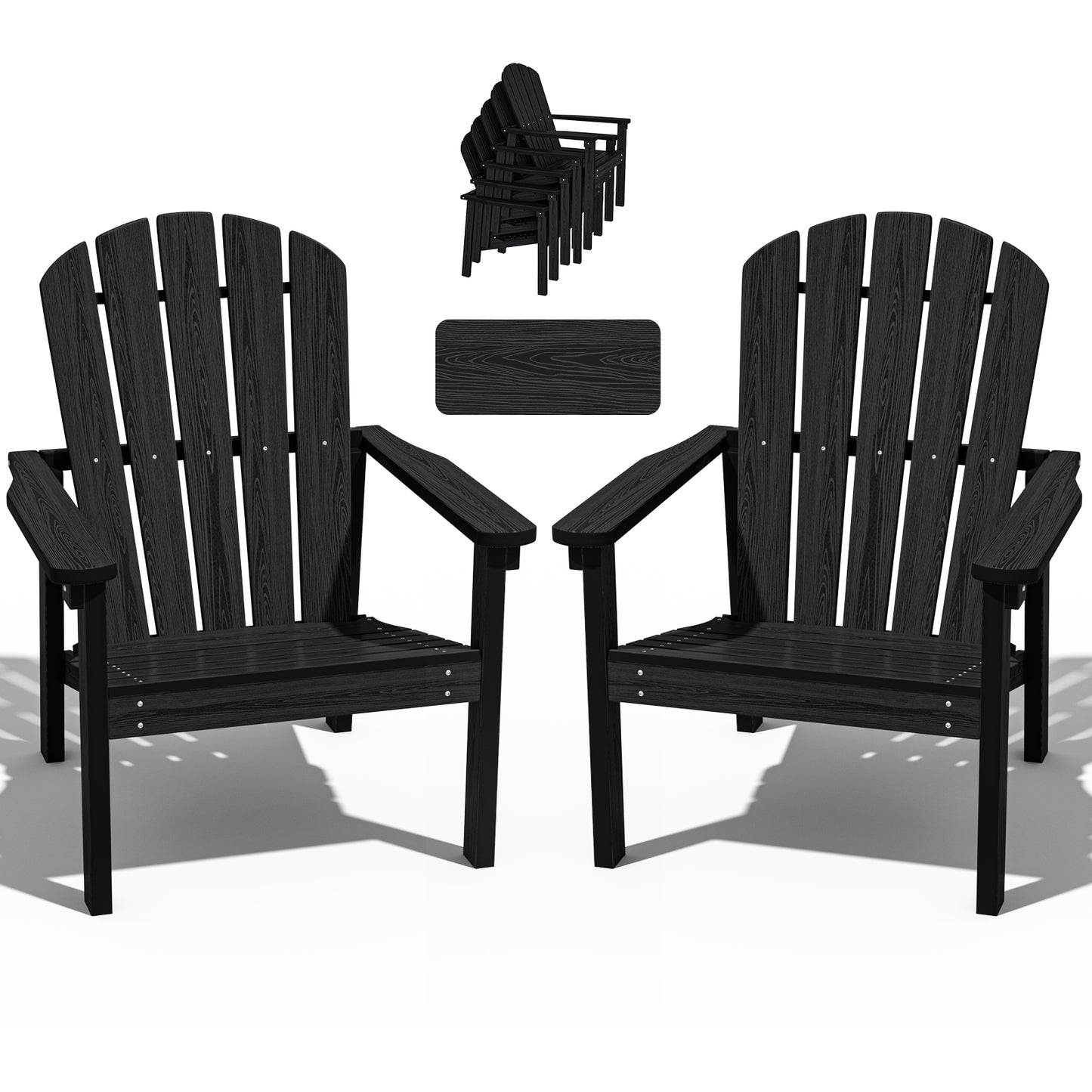 Plawdlik Stackable Adirondack Chair Set of 2 – Comfortable, Durable Outdoor Chairs for Patio, Porch, or Garden
