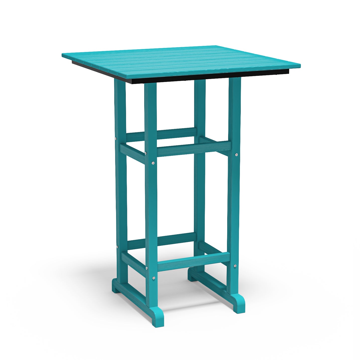 Plawdlik 42 Inch Outdoor Bar Table - All Weather HDPE Square Patio Pub Table with Footrest - Indoor and Outdoor Use