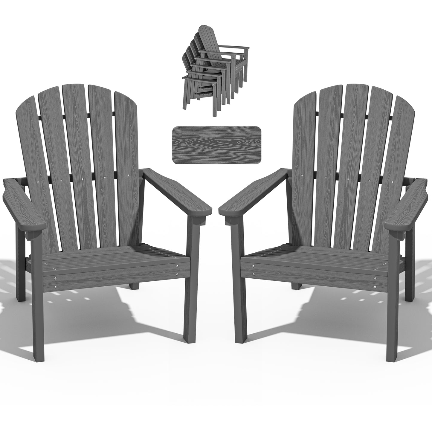 Plawdlik Stackable Adirondack Chair Set of 2 – Comfortable, Durable Outdoor Chairs for Patio, Porch, or Garden
