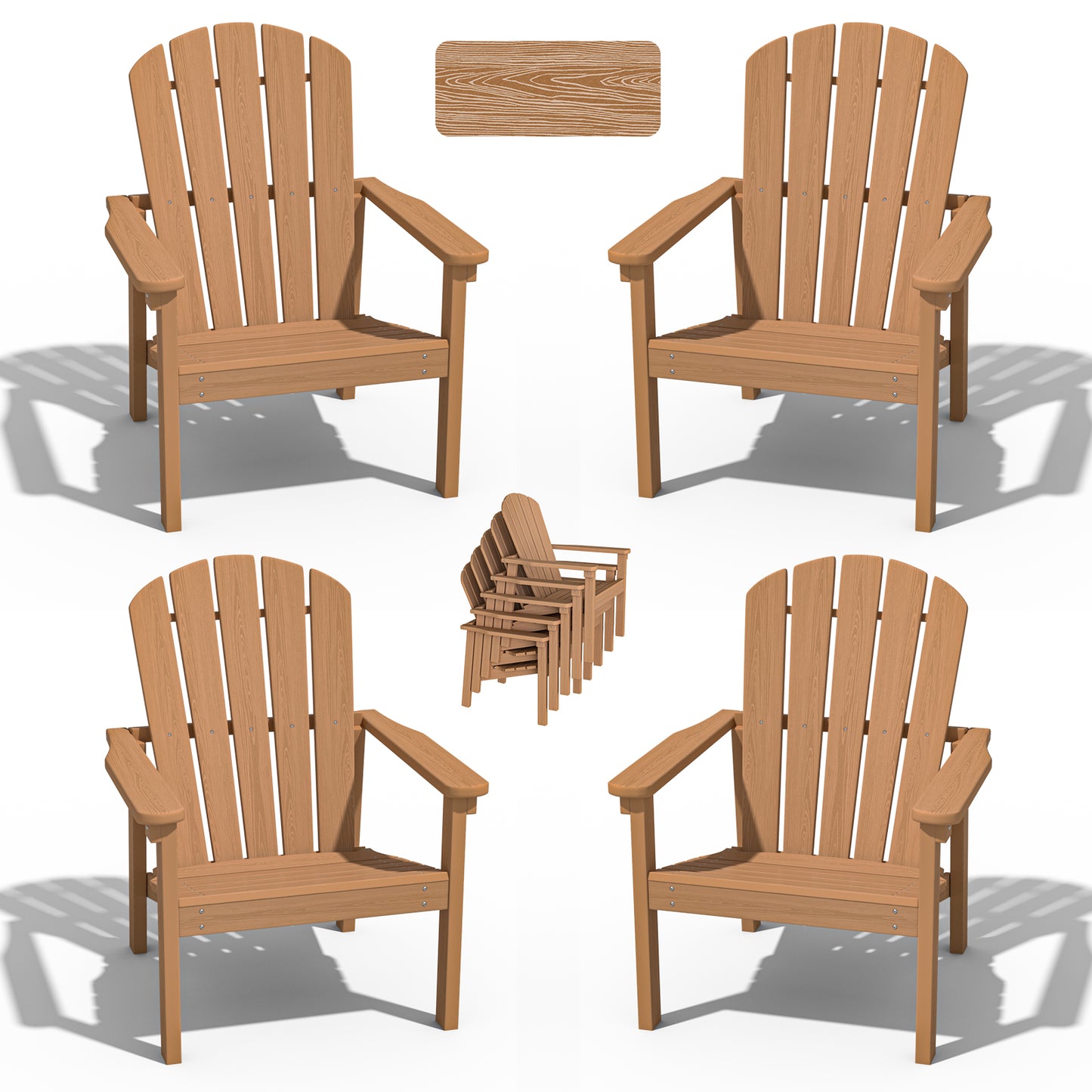 Plawdlik Stackable Adirondack Chair Set of 4 – All-Weather Outdoor Chairs for Patio, Garden, and Lawn