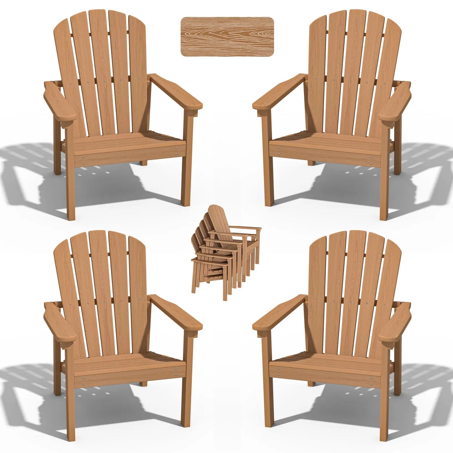Plawdlik Stackable Adirondack Chair Set of 4 – All-Weather Outdoor Chairs for Patio, Garden, and Lawn Plawdlik Furniture