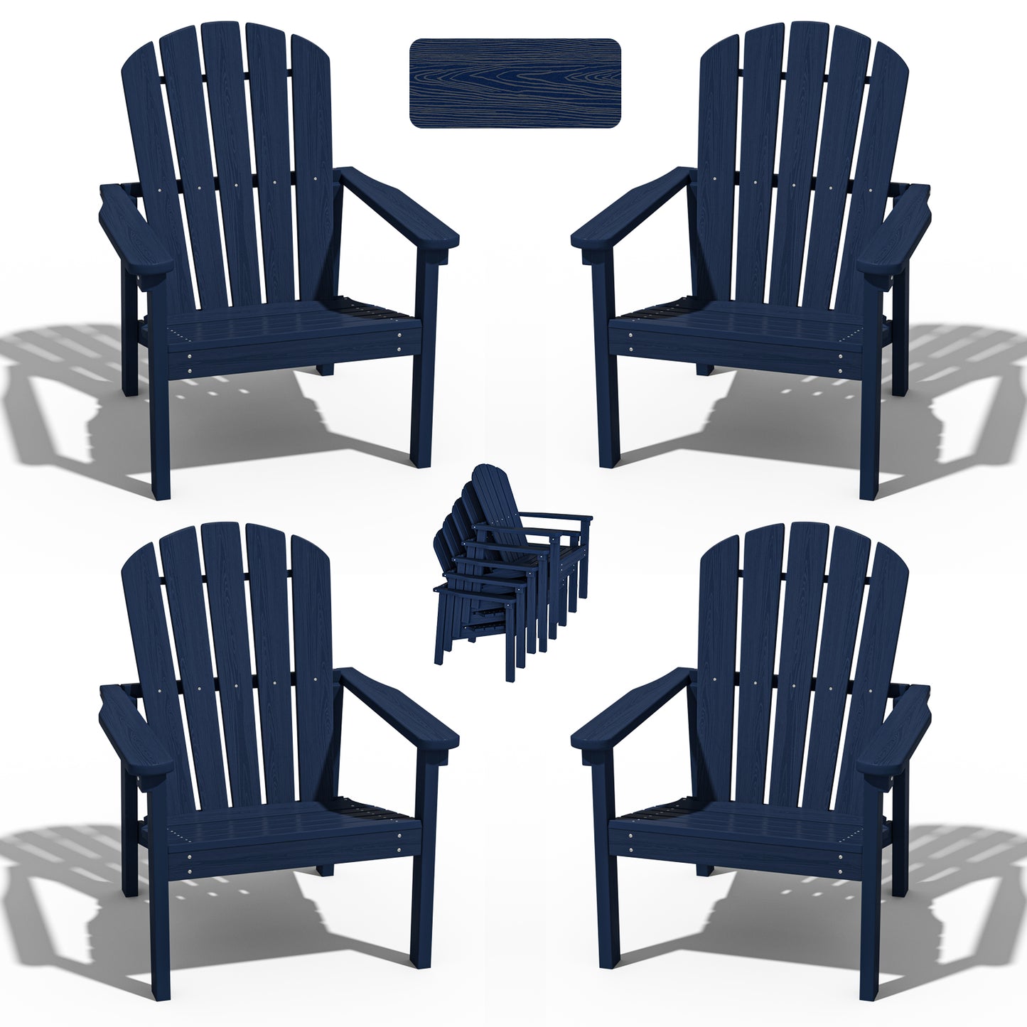 Plawdlik Stackable Adirondack Chair Set of 4 – All-Weather Outdoor Chairs for Patio, Garden, and Lawn