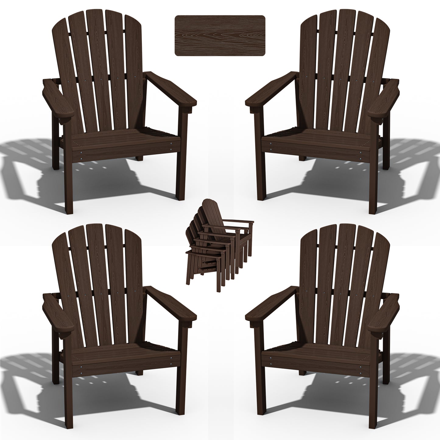 Plawdlik Stackable Adirondack Chair Set of 4 – All-Weather Outdoor Chairs for Patio, Garden, and Lawn