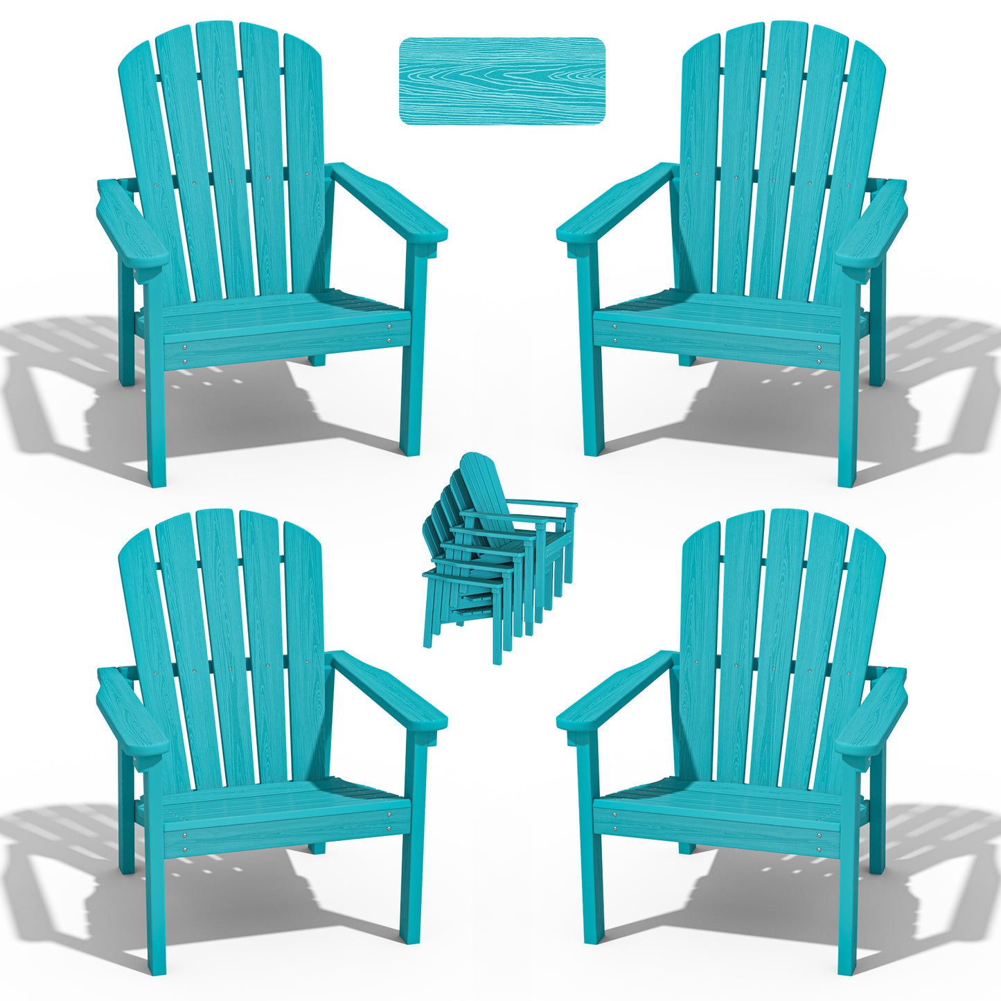 Plawdlik Stackable Adirondack Chair Set of 4 – All-Weather Outdoor Chairs for Patio, Garden, and Lawn