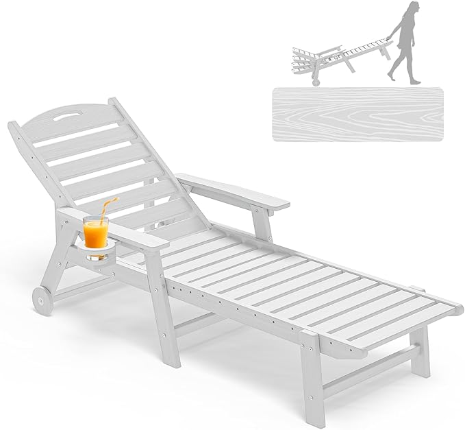 Oversized Adirondack Lounge Chair with Wheels & Cup Holder – 5-Position Recliner