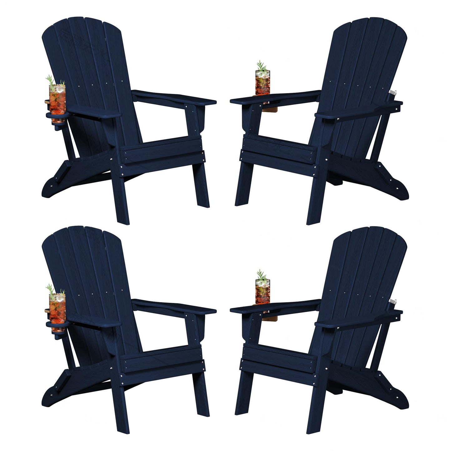 Plawdlik All Weather Foldable Modern Adirondack Chairs Set of 4