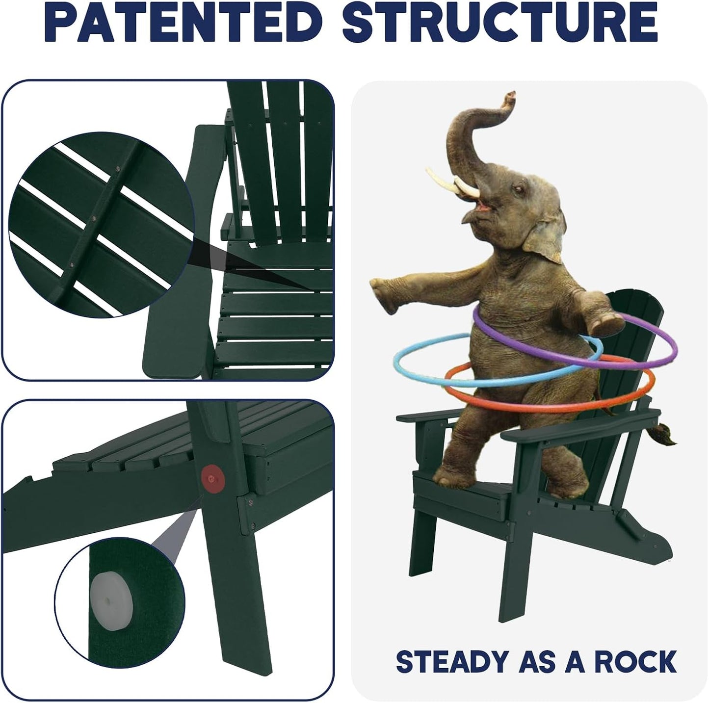 Plawdlik Recycle HDPE Folding Adirondack Chairs Plastic Outdoor