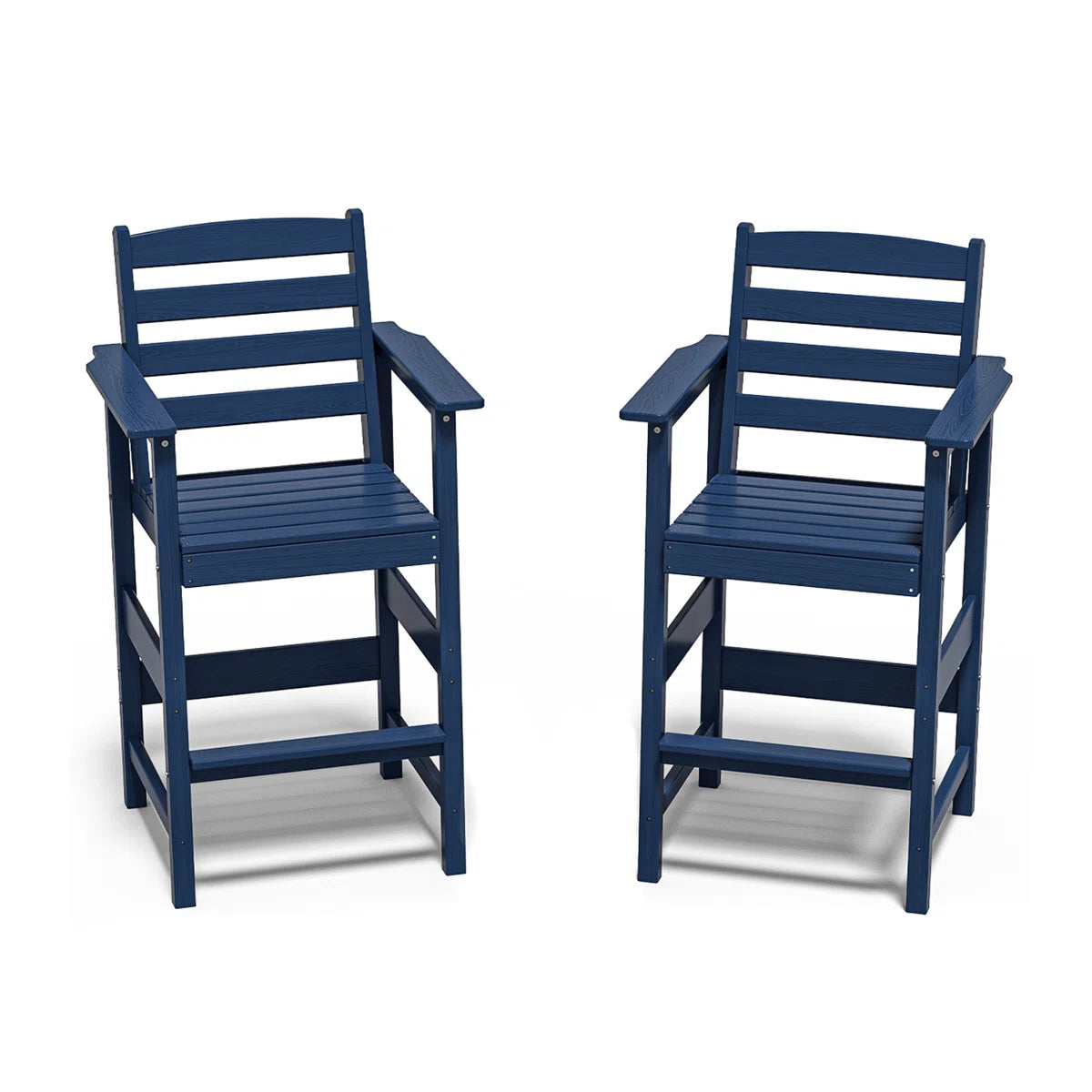 Plawdlik Set of 2 Tall Adirondack Bar Chairs - All Weather HDPE Patio Seating with Footrest