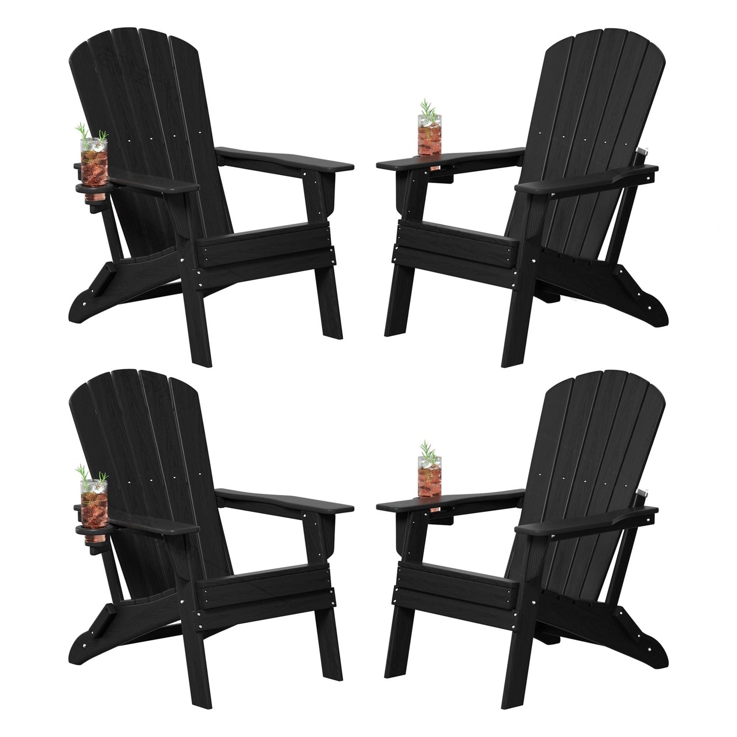 Plawdlik All Weather Foldable Modern Adirondack Chairs Set of 4