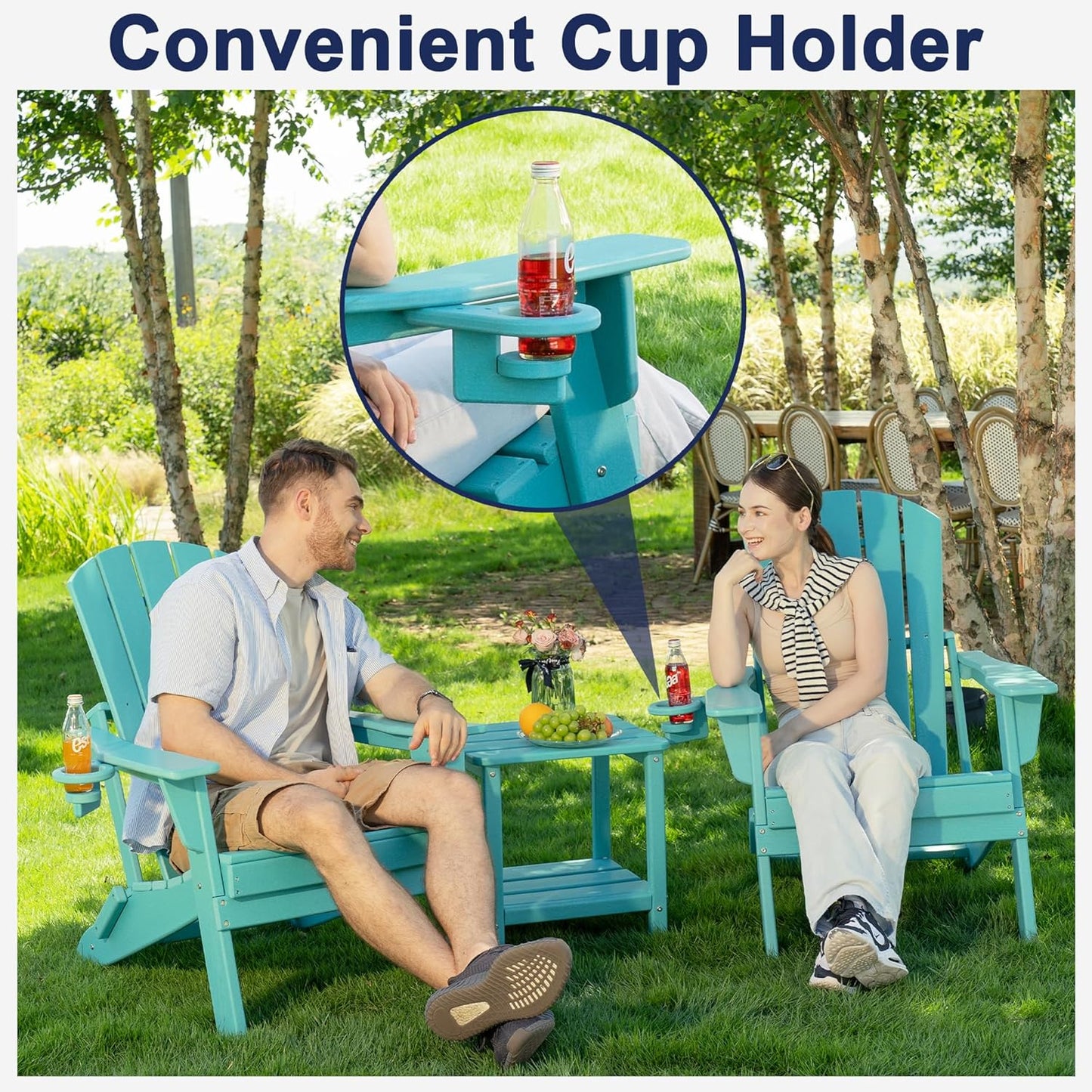 Plawdlik Recycle HDPE Folding Adirondack Chairs Plastic Outdoor