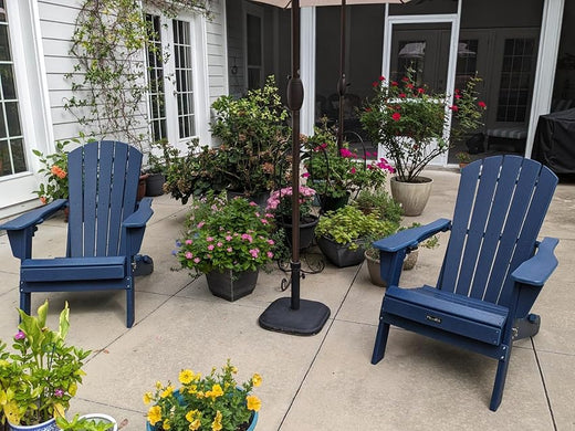 adirondack chairs in garden