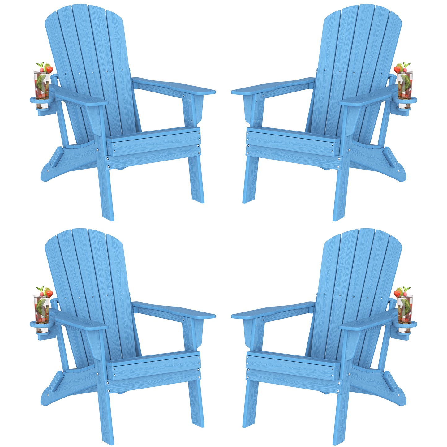 Plawdlik All Weather Foldable Modern Adirondack Chairs Set of 4