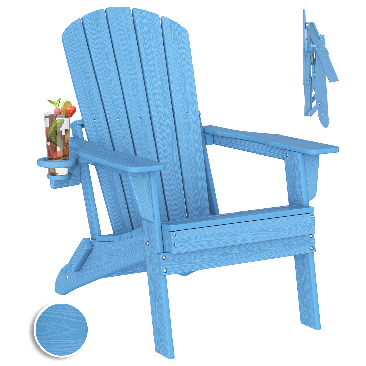 Plawdlik Recycle HDPE Folding Adirondack Chairs Plastic Outdoor