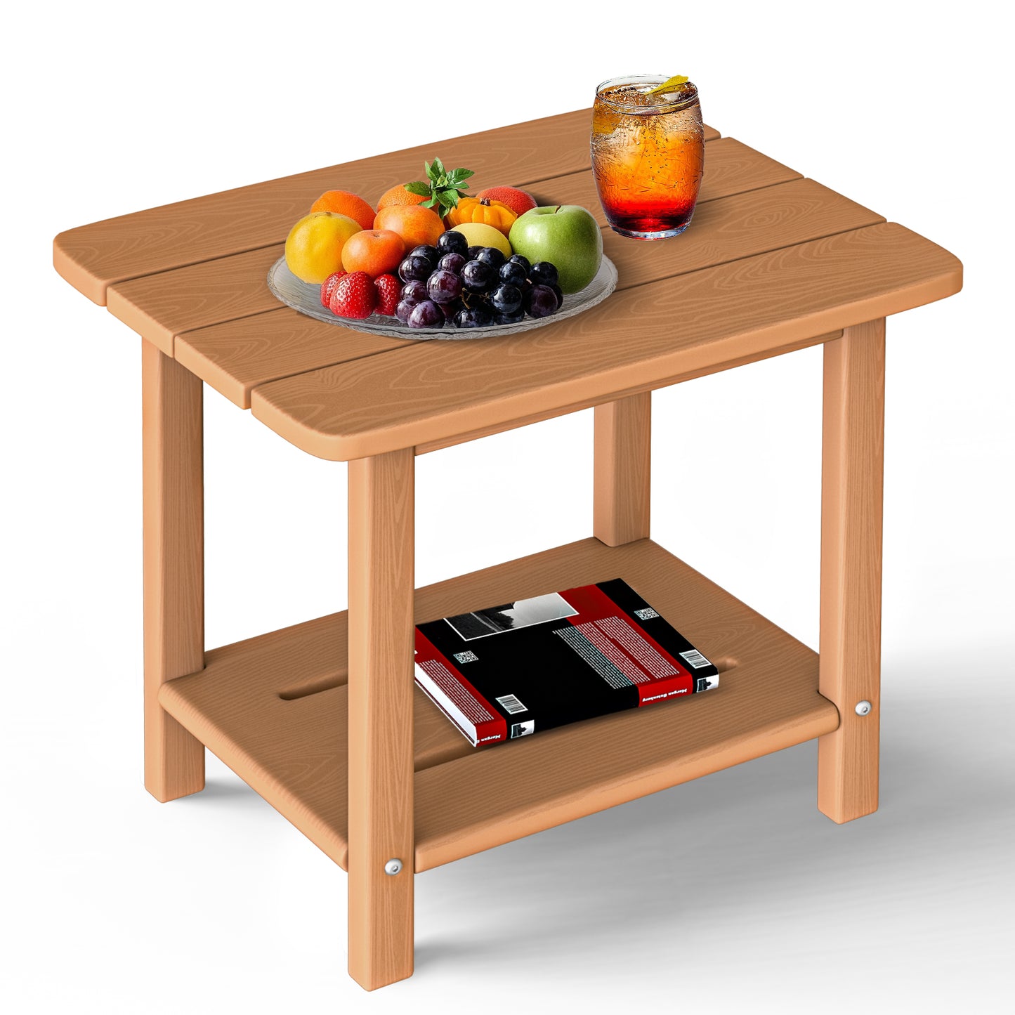 Plawdlik 2-Tier HDPE Outdoor Side Table - Patio Coffee Table