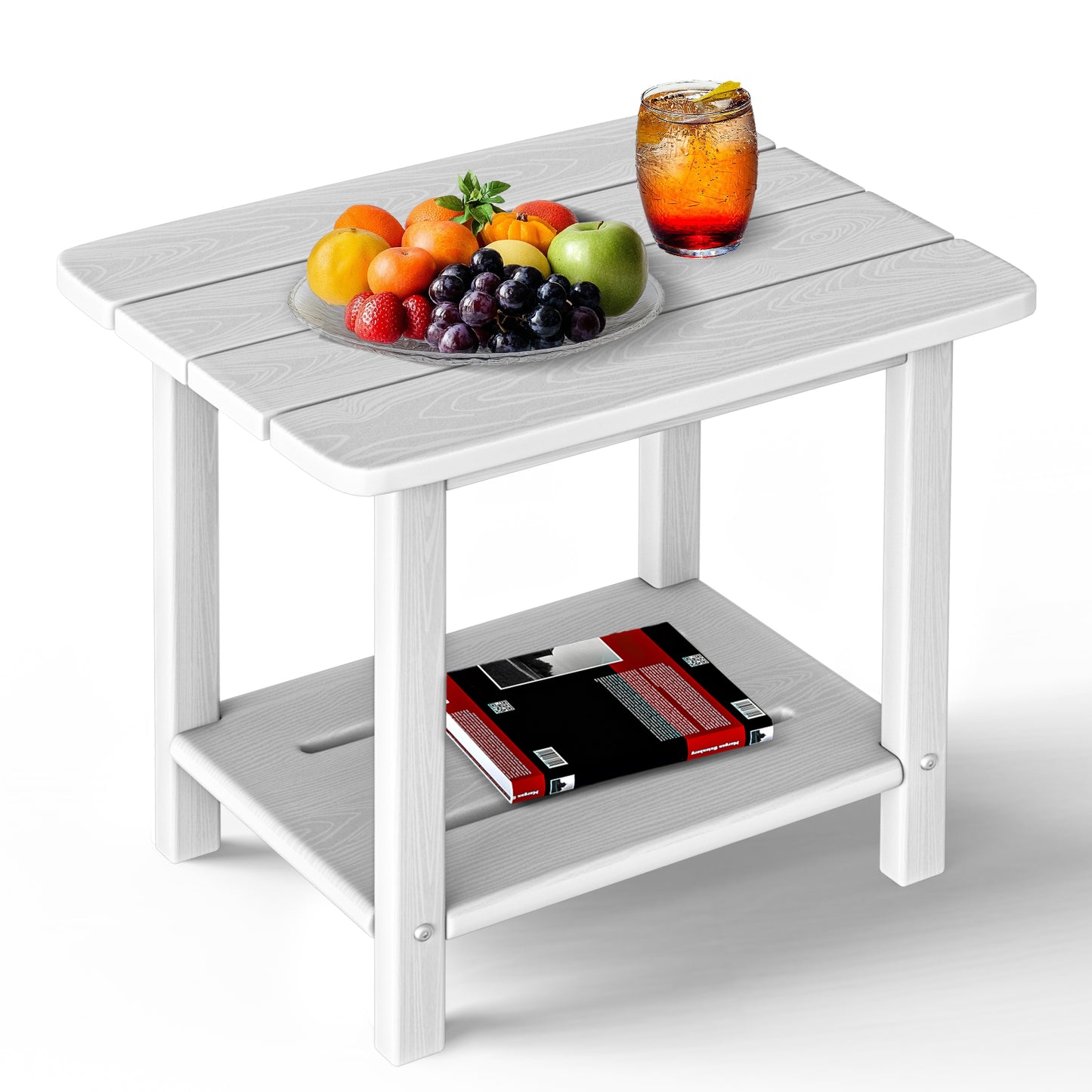 Plawdlik 2-Tier HDPE Outdoor Side Table - Patio Coffee Table