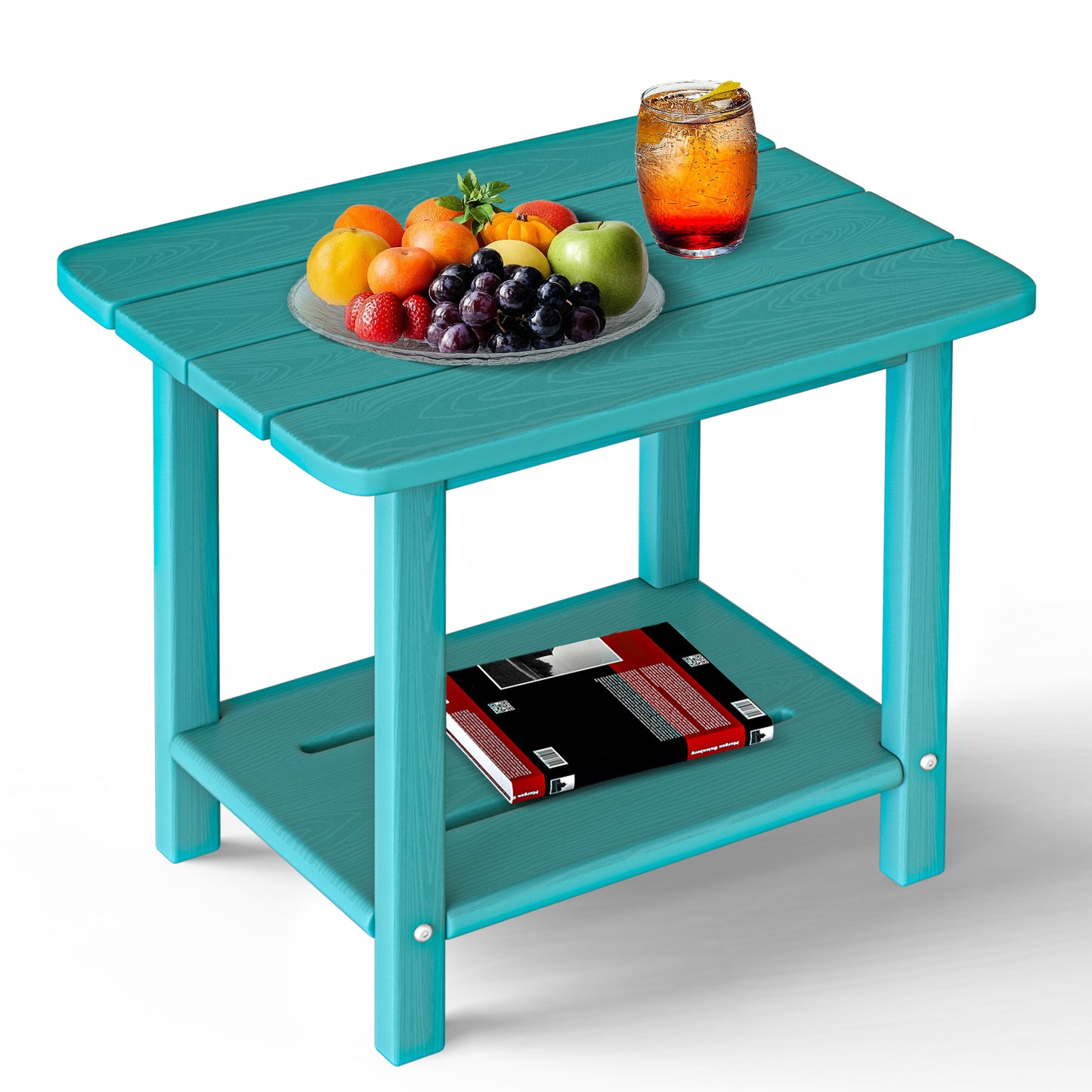 Plawdlik 2-Tier HDPE Outdoor Side Table - Patio Coffee Table