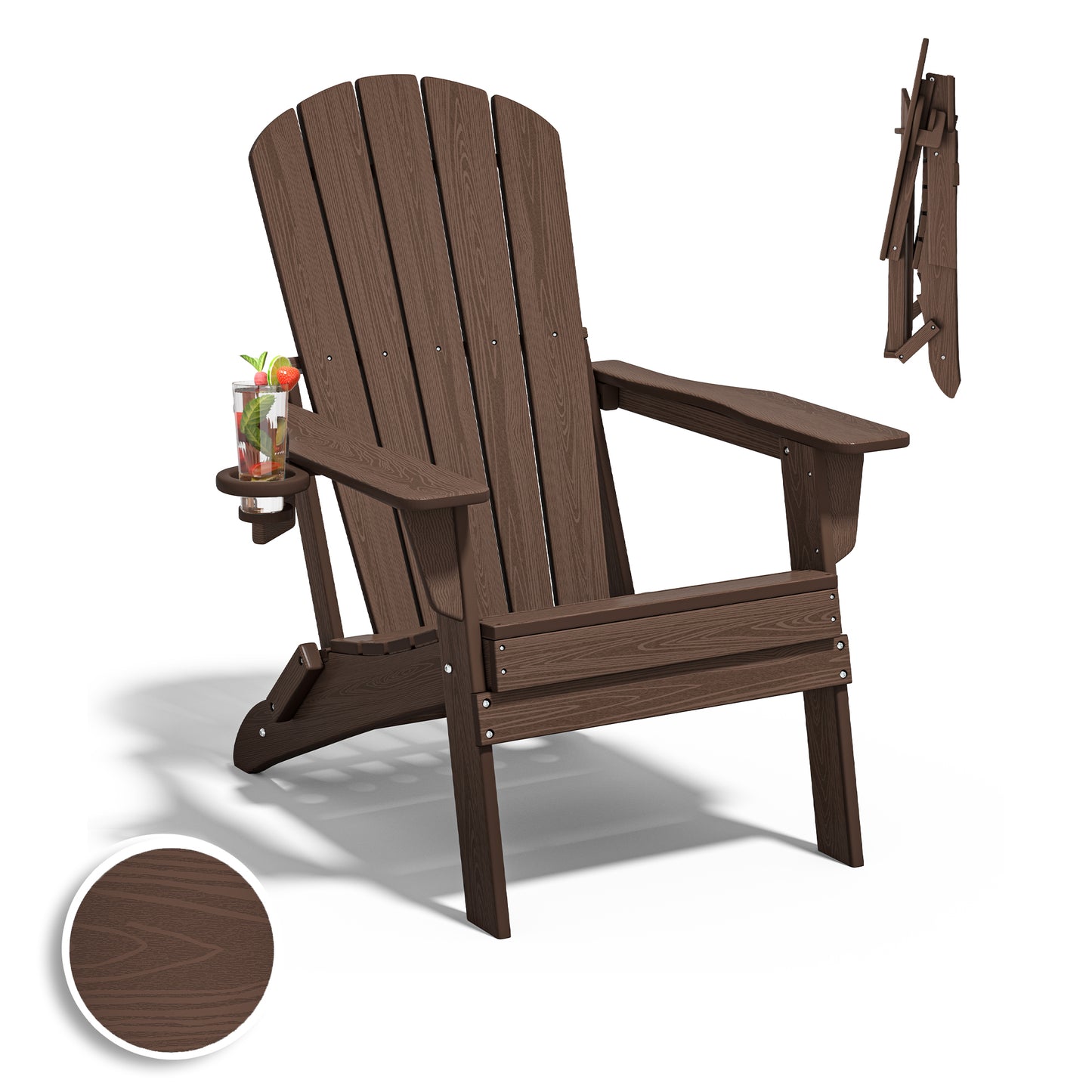 Plawdlik Recycle HDPE Folding Adirondack Chairs Plastic Outdoor