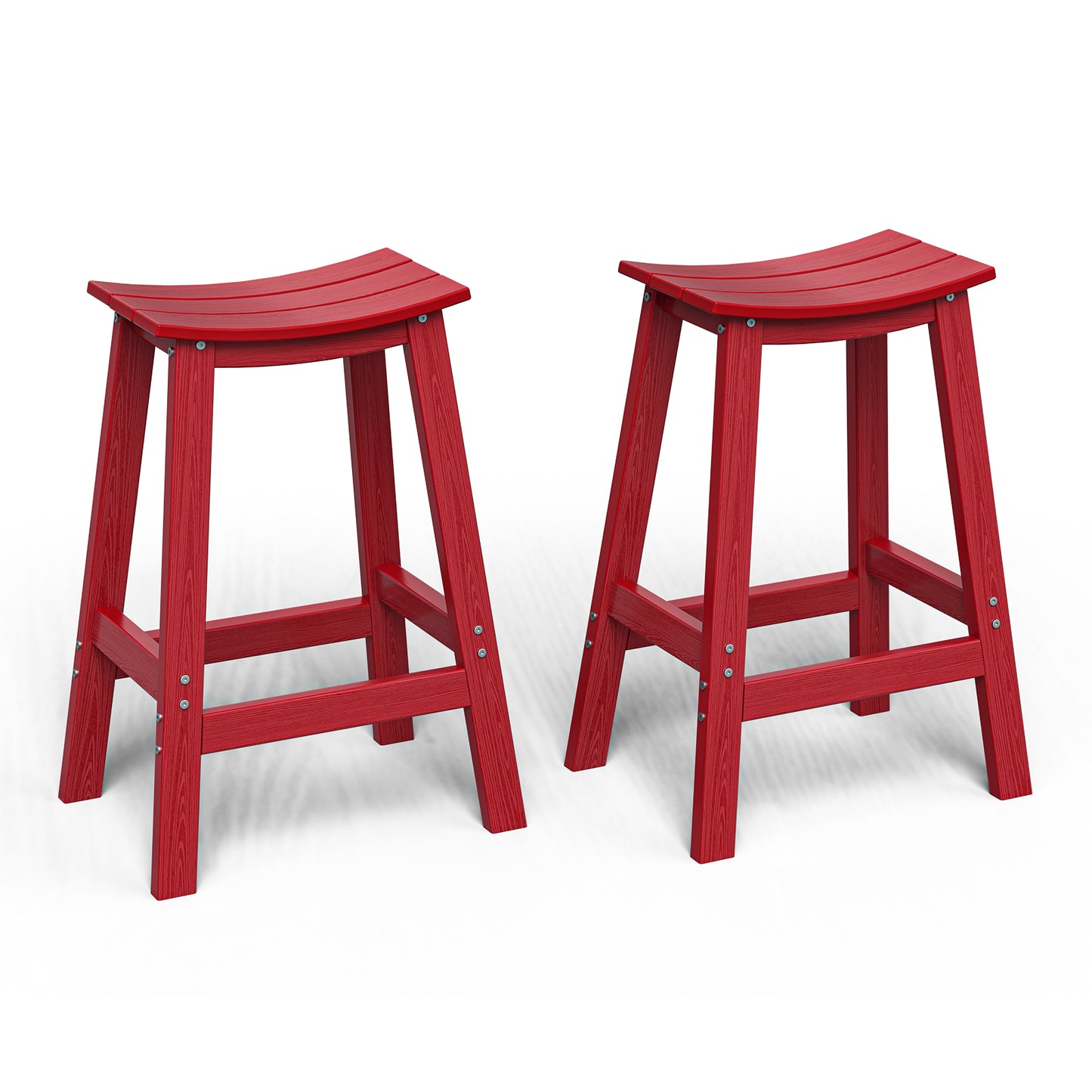 Plawdlik Wood-Look HDPE Bar Stool – All Weather Outdoor Patio Stool with Footrest, Easy Assembly