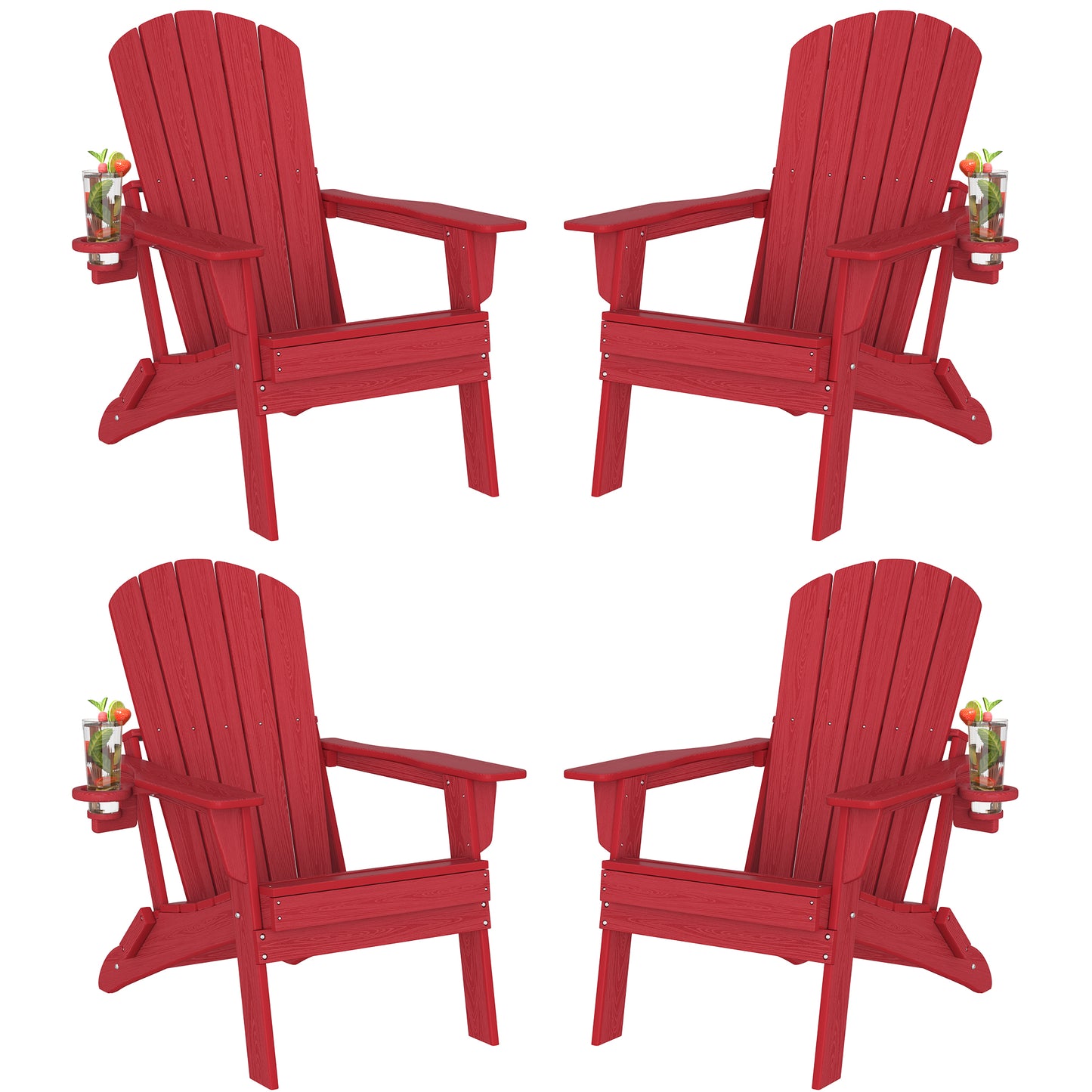 Plawdlik All Weather Foldable Modern Adirondack Chairs Set of 4