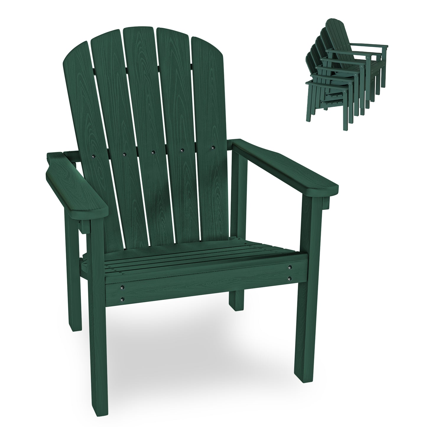 Plawdlik Stackable Adirondack Chair – All-Weather HDPE Outdoor Chair for Patio, Porch, and Garden