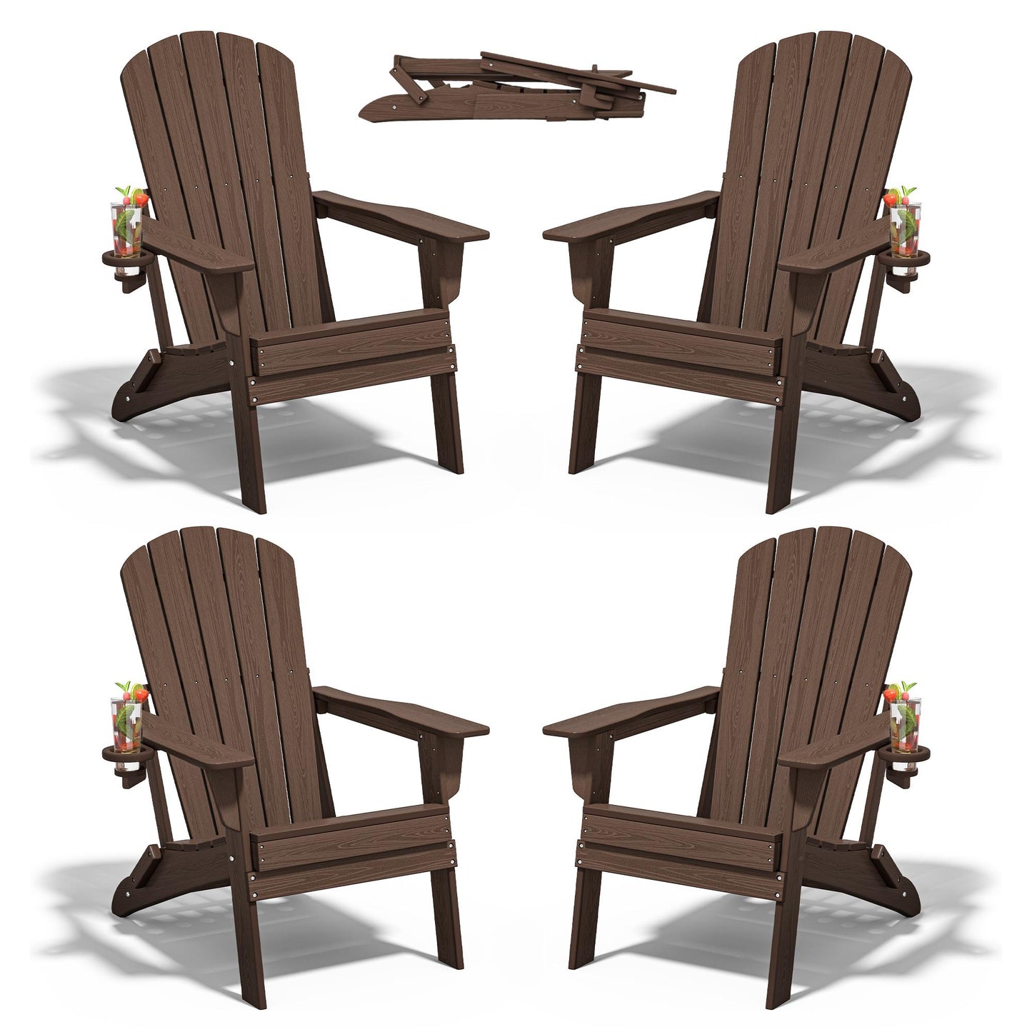 Plawdlik All Weather Foldable Modern Adirondack Chairs Set of 4