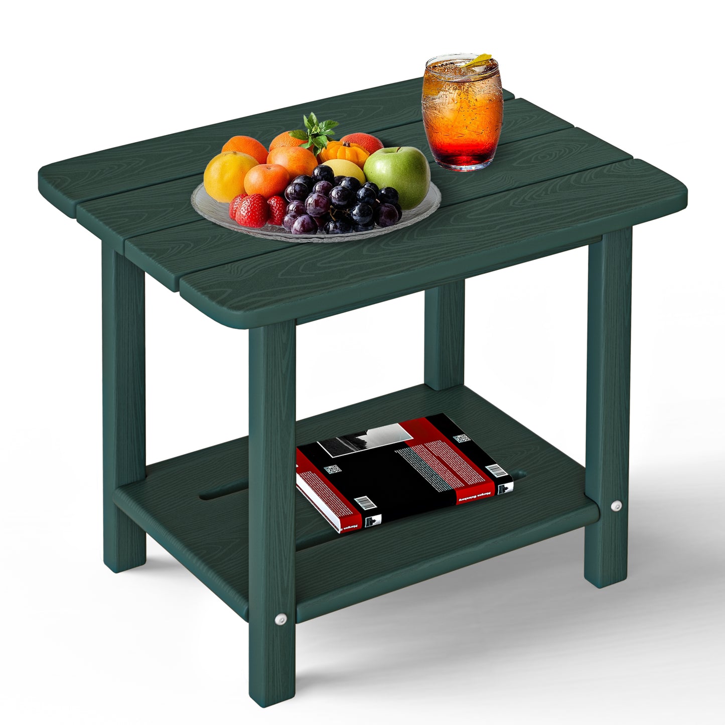 Plawdlik 2-Tier HDPE Outdoor Side Table - Patio Coffee Table