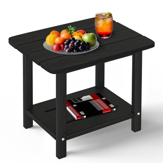 Plawdlik 2-Tier HDPE Outdoor Side Table - Patio Coffee Table
