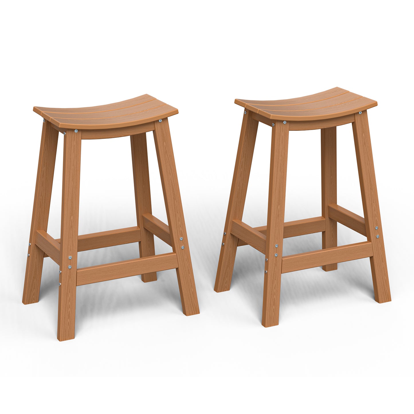 Plawdlik Wood-Look HDPE Bar Stool – All Weather Outdoor Patio Stool with Footrest, Easy Assembly