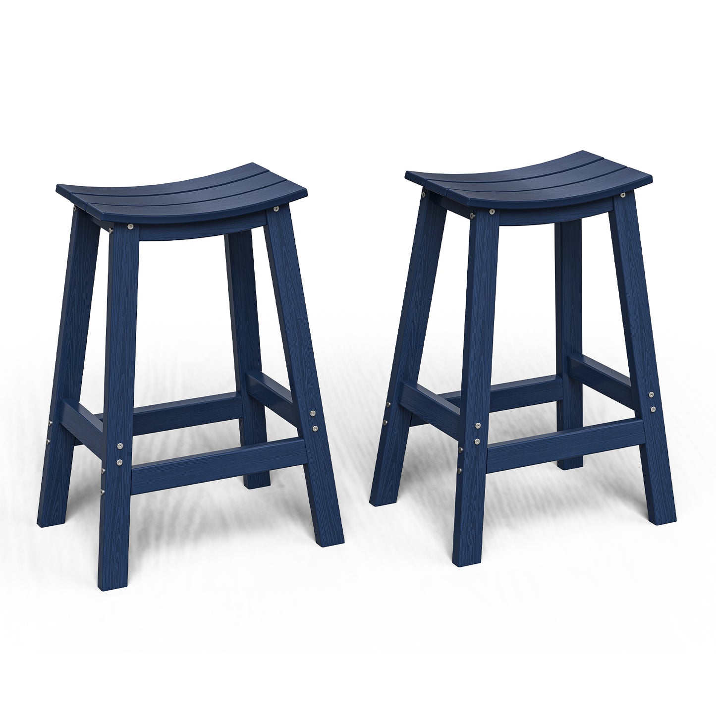 Plawdlik Wood-Look HDPE Bar Stool – All Weather Outdoor Patio Stool with Footrest, Easy Assembly