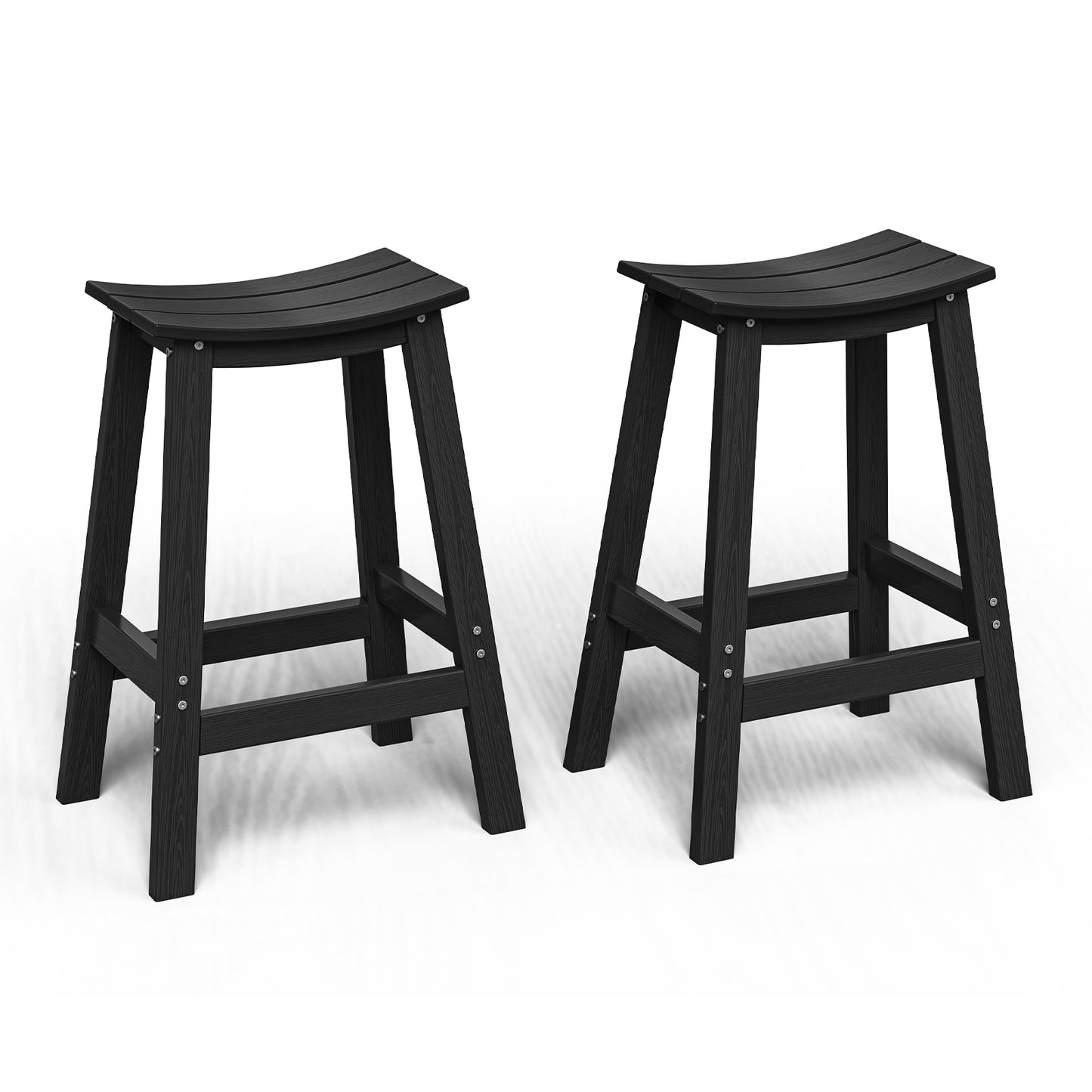 Plawdlik Wood-Look HDPE Bar Stool – All Weather Outdoor Patio Stool with Footrest, Easy Assembly