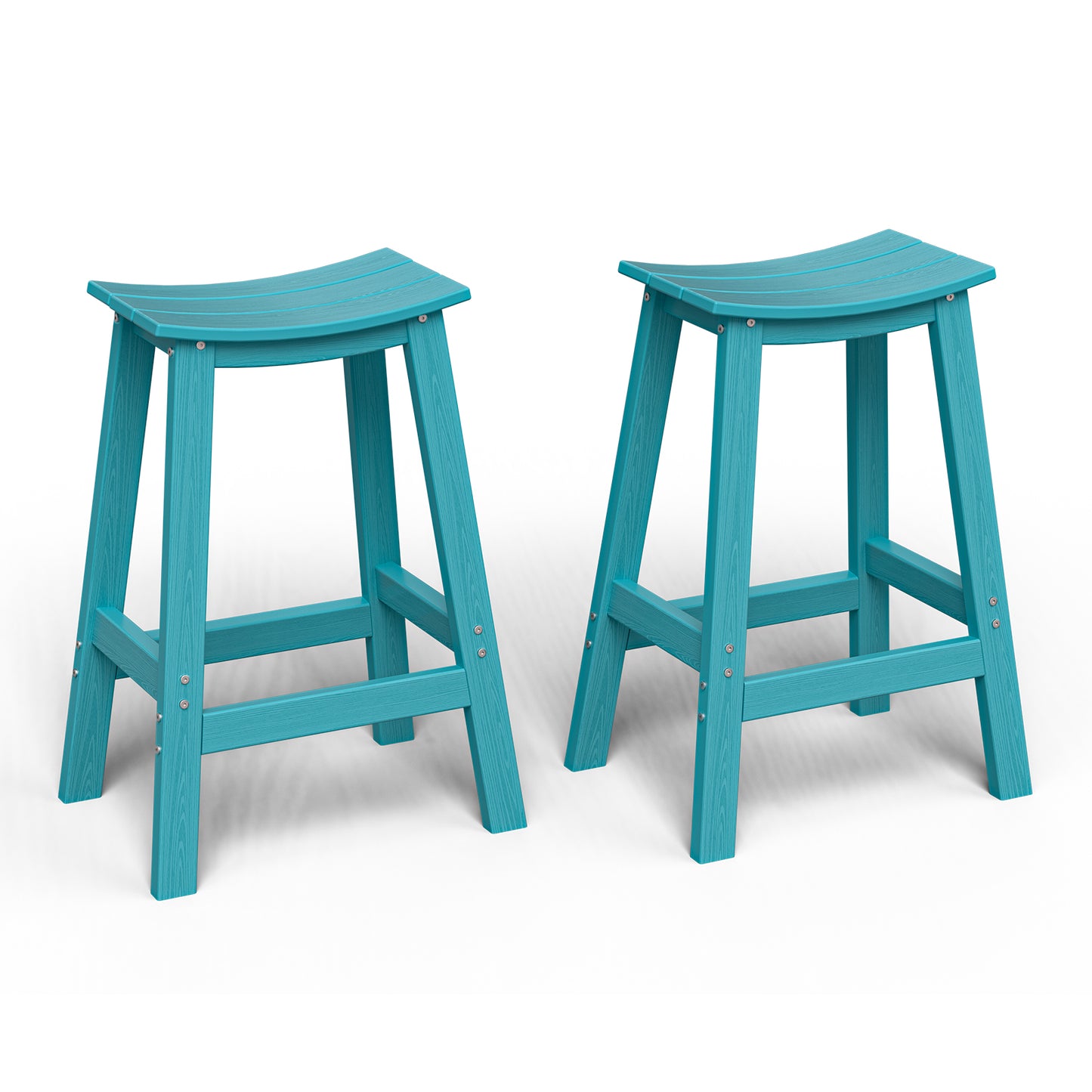 Plawdlik Wood-Look HDPE Bar Stool – All Weather Outdoor Patio Stool with Footrest, Easy Assembly