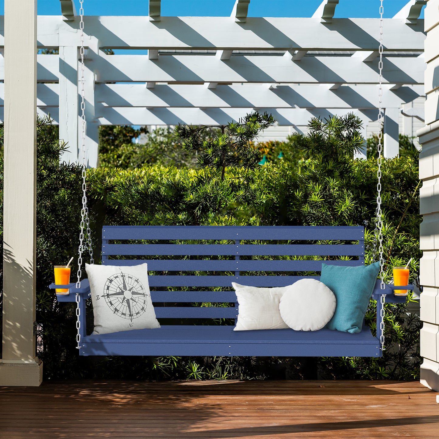 All-Weather HDPE Porch Swing – Durable Outdoor Hanging Bench with Stainless Steel Chains