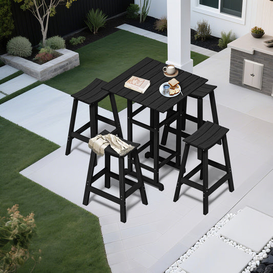 5-Piece HDPE Outdoor Bar Set – Patio Bar Table & 4 Stools, All-Weather