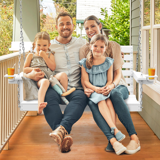 All-Weather HDPE Porch Swing – Durable Outdoor Hanging Bench with Stainless Steel Chains
