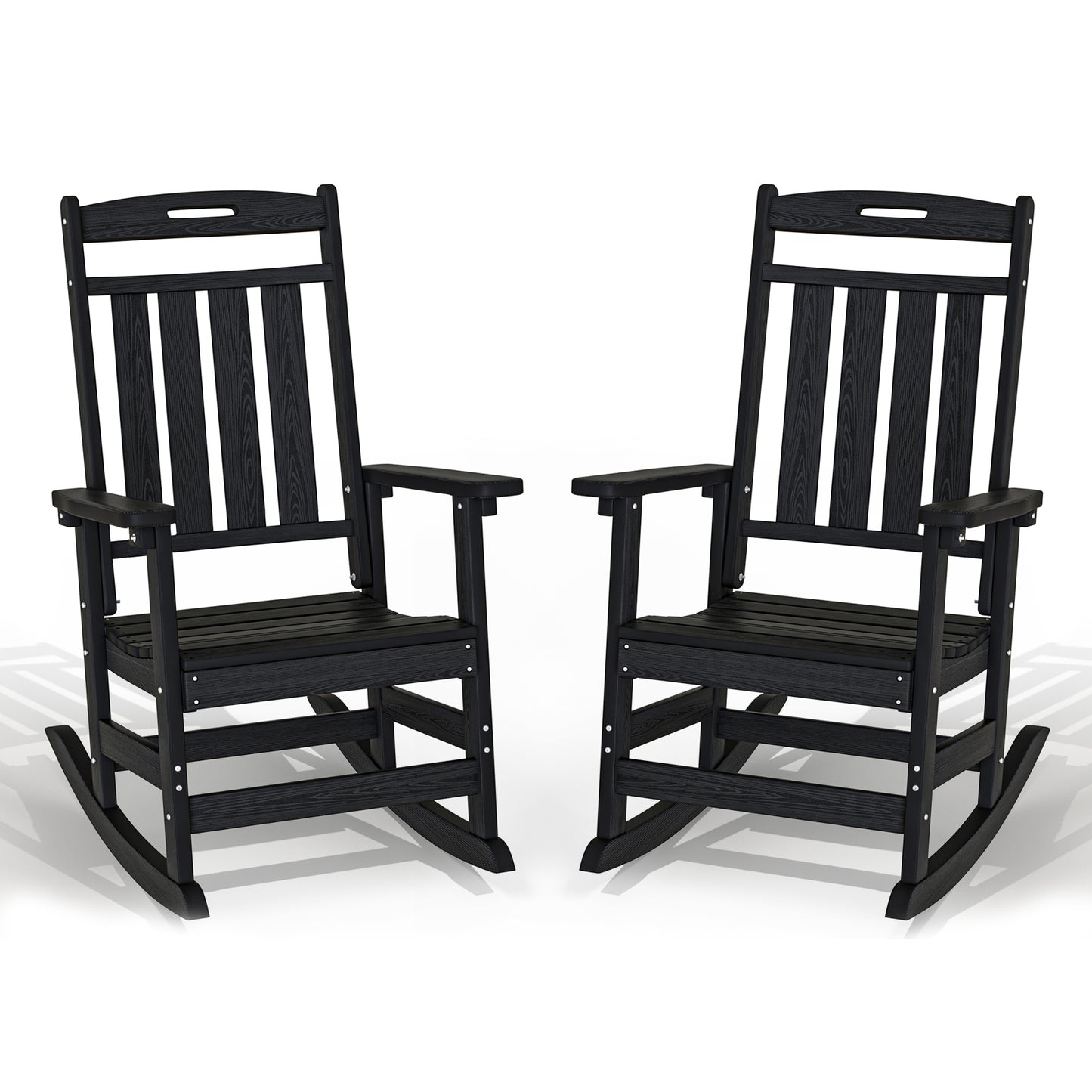 Set of 2 Outdoor Rocking Chairs - Heavy-Duty HDPE Porch Rockers - All-Weather, Comfortable High-Back Design for Lawn, Garden, and Patio