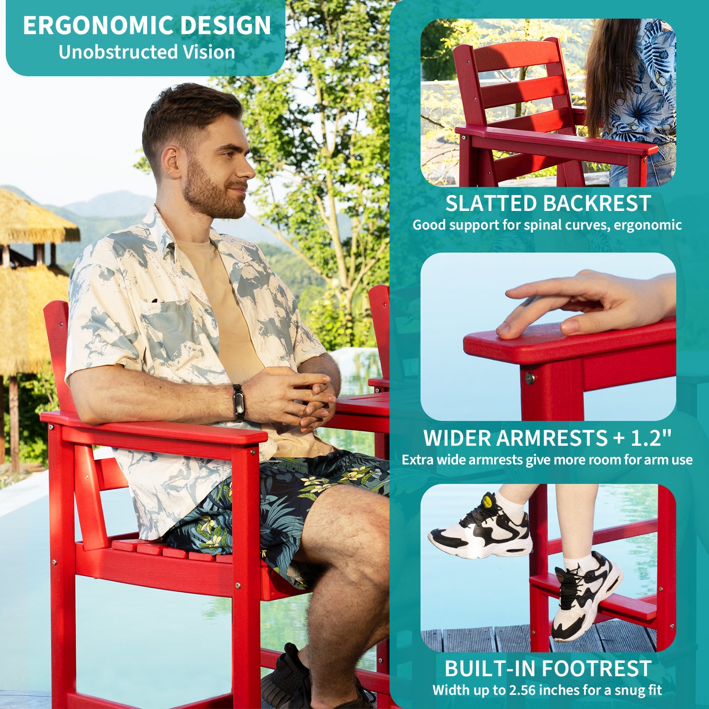 5-Piece HDPE Outdoor Bar Set – All-Weather Square Pub Table with 4 Tall Chairs, Heavy-Duty Patio Dining Set for Garden, Deck, or Poolside