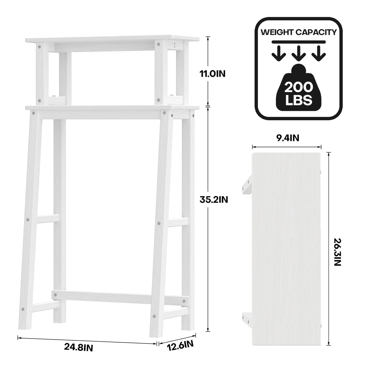 Plawdlik 2-Tier Over The Toilet Storage Shelf, HDPE Bathroom Organizer Rack, White