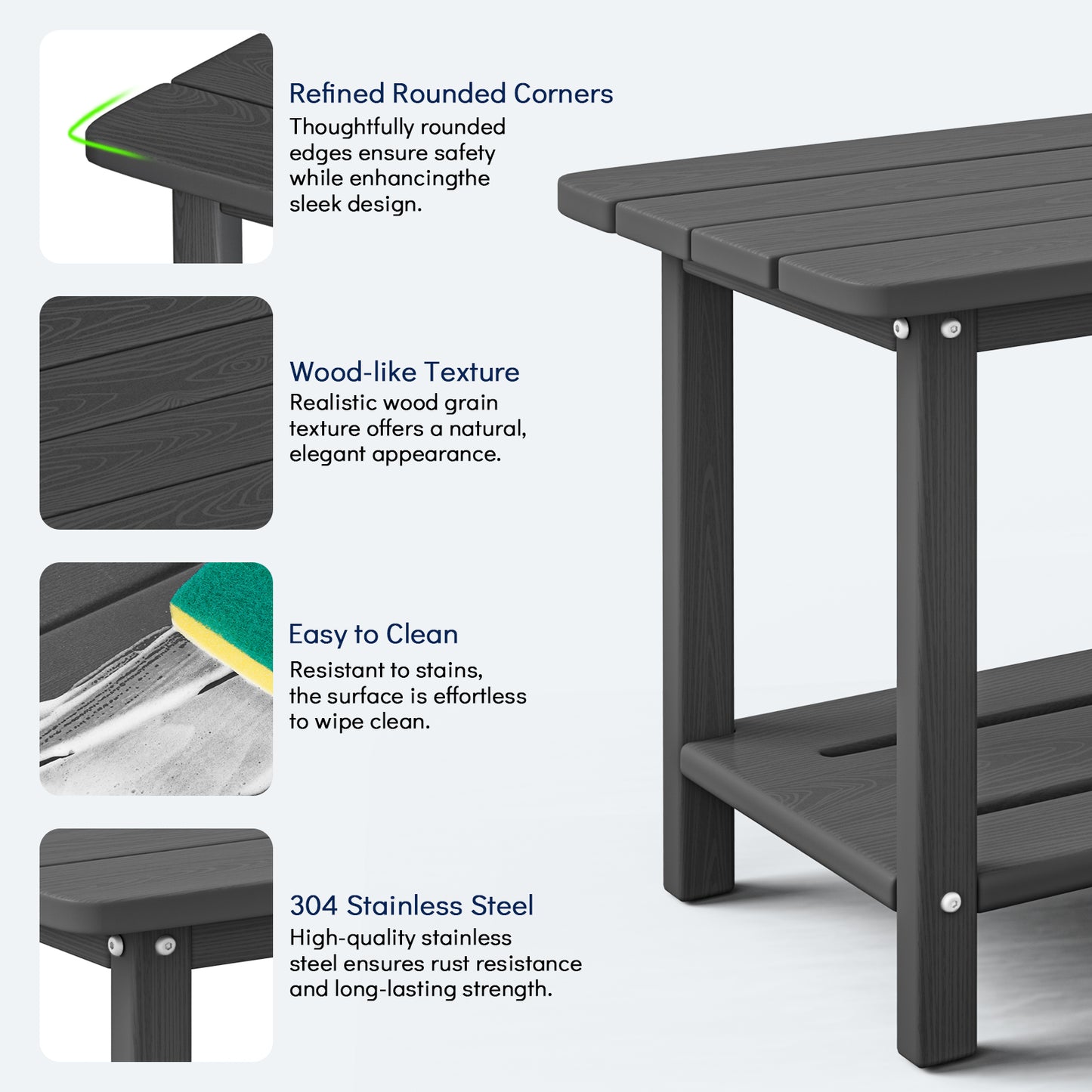 Plawdlik 2-Tier HDPE Outdoor Side Table - Patio Coffee Table