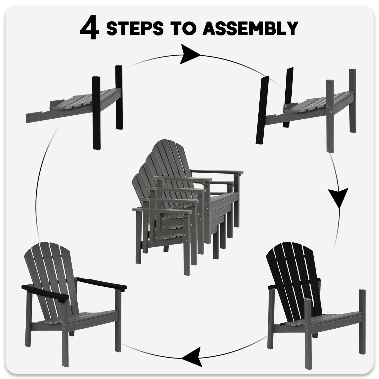Plawdlik Stackable Adirondack Chair Set of 2 – Comfortable, Durable Outdoor Chairs for Patio, Porch, or Garden