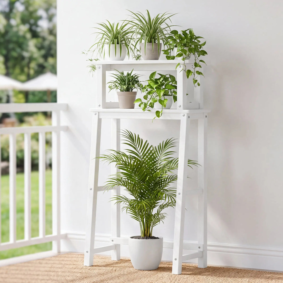 Plawdlik 2-Tier Over The Toilet Storage Shelf, HDPE Bathroom Organizer Rack, White